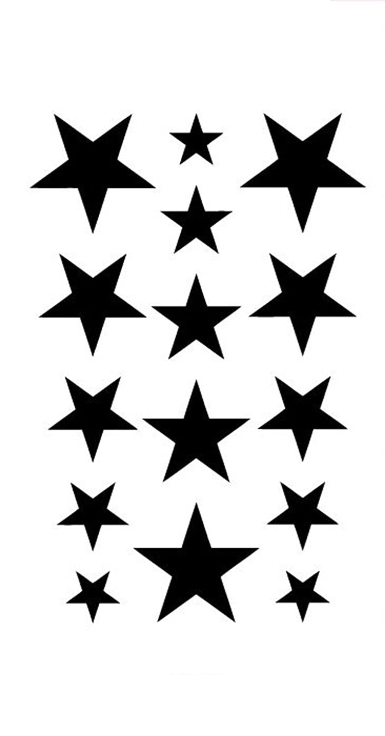 S.A.V.I 3D Temporary Tattoo Black Stars Design Size 10.5x6CM - 1PC.