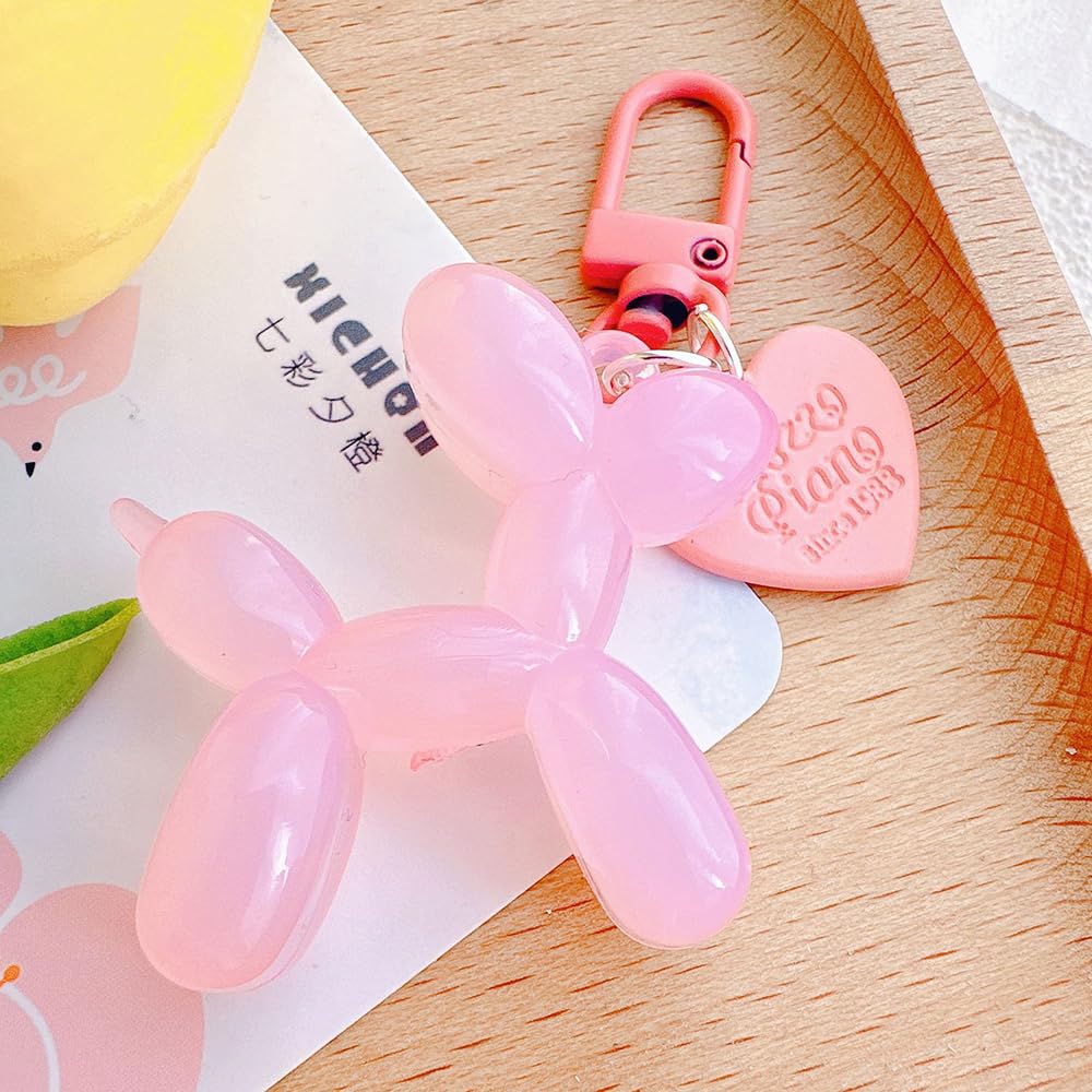S.A.V.I Resin Pink Balloon Dog Keychain | Cute 3D Animal Charm for Bags & Keys | Durable 49mm Mini Accessory | Stylish Lightweight Key Ring for Men, Women & Kids (Pink)