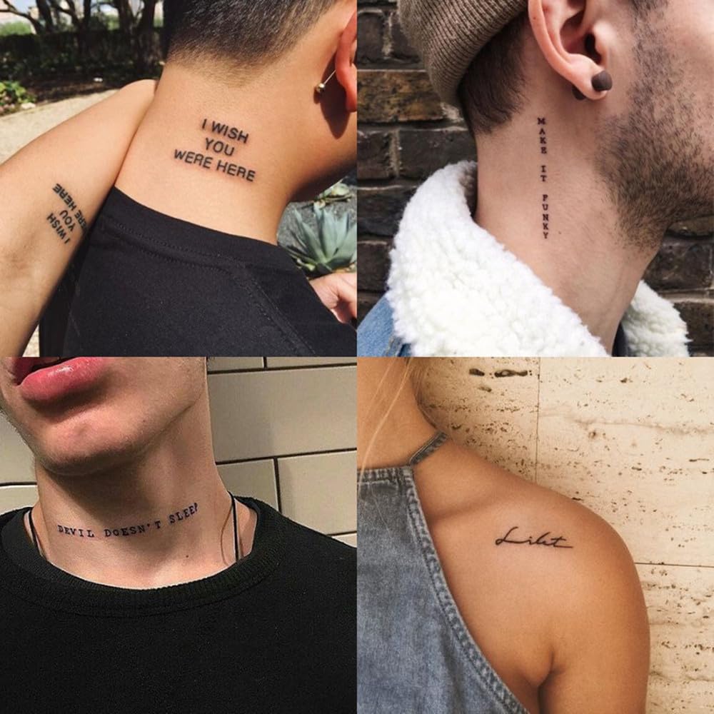 S.A.V.I 30 Pcs Black Temporary Tattoos for Women & Men – Safe, Non-Toxic, Waterproof Body Art Stickers | Minimalist Quote & Word Designs | 9.7x5.7 cm Sheet | Long-Lasting, Easy to Apply (13)
