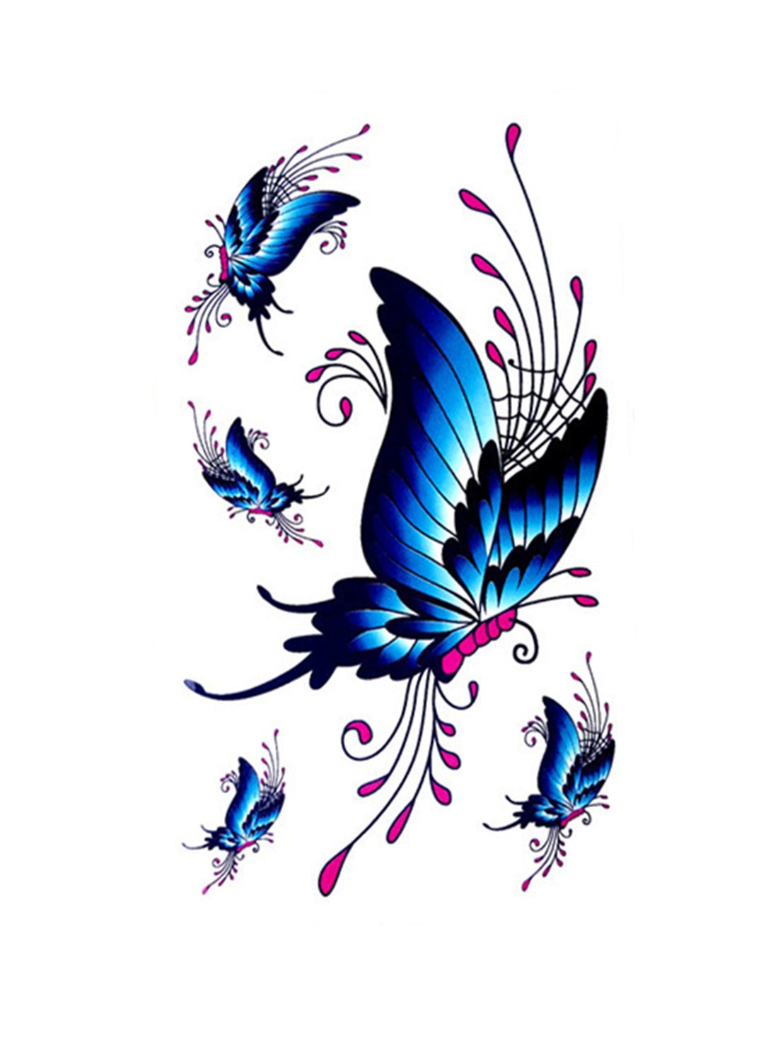 S.A.V.I 3D Temporary Tattoo Blue Mix Designs Butterfly Size 10.5x6CM - 1PC.