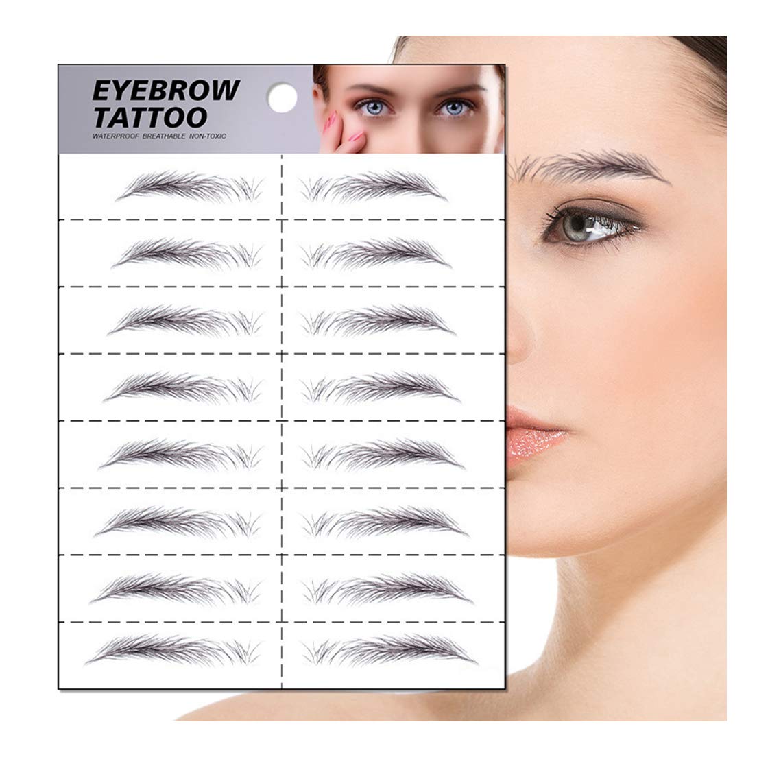 S.A.V.I 8 Pairs 6D Natural Look Eyebrow Styling Long Lasting Up to 7 Days Waterproof Temporary Tattoo Stickers - 1 Sheet