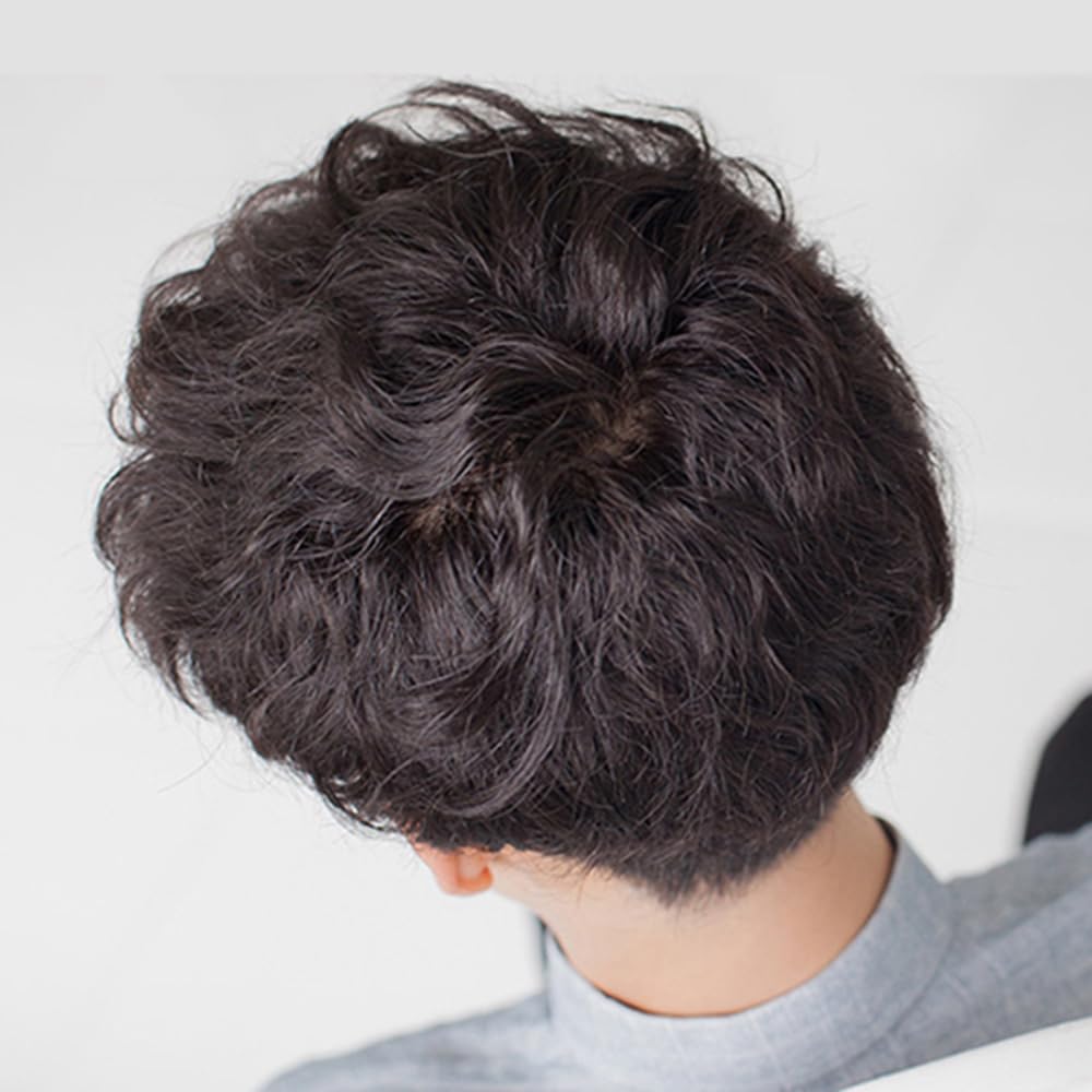 S.A.V.I Men’s Short Wig Black | Natural Looking Synthetic Hairpiece with Little Curl | Realistic Scalp Design, Breathable Adjustable Cap for Daily & Fashion Styling