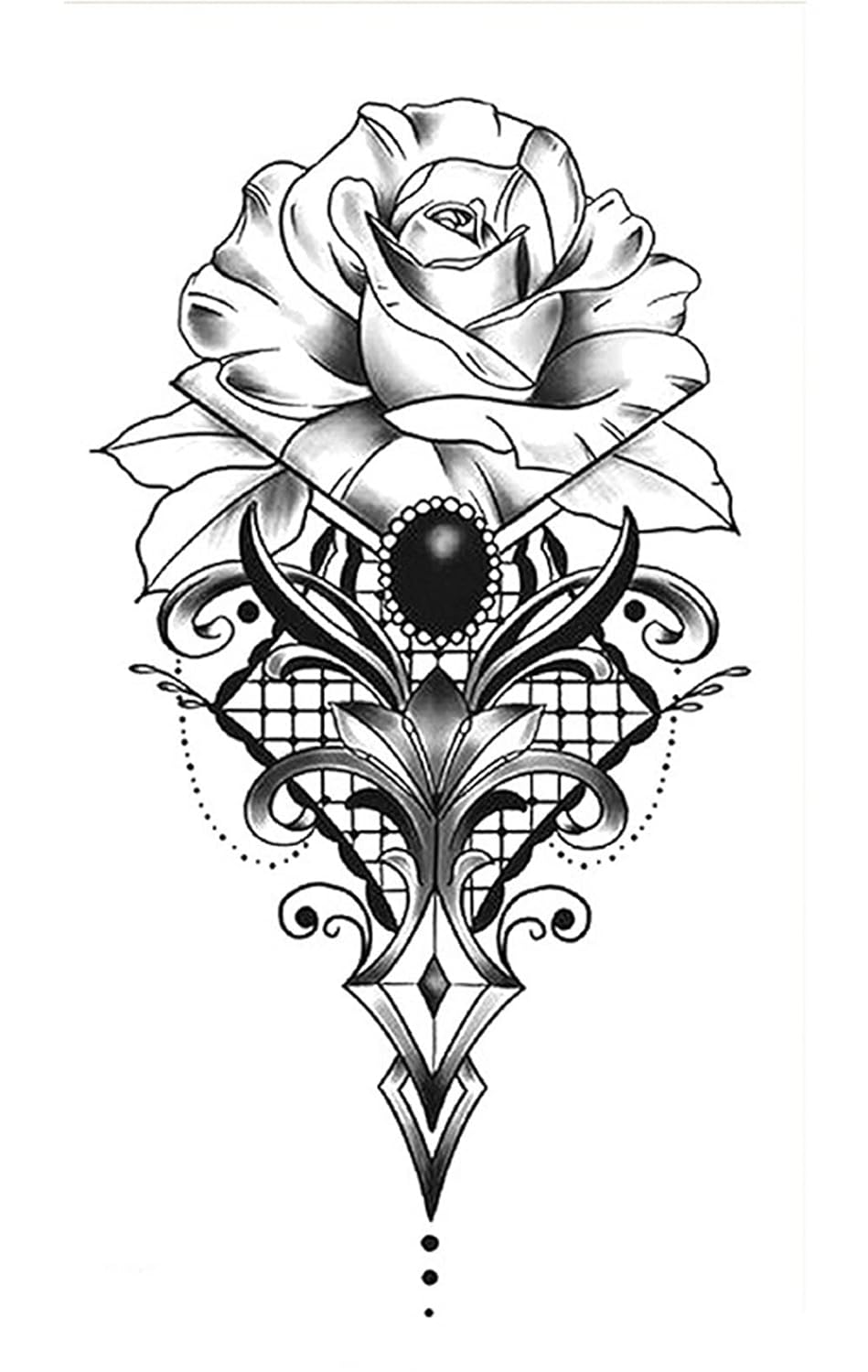 S.A.V.I Temporary Tattoo Stickers, 1 Big Flower Diamond Tattoo Pattern For Men, Women, Tattoo For Hand Arm, Size 21x11cm - 1Pc.