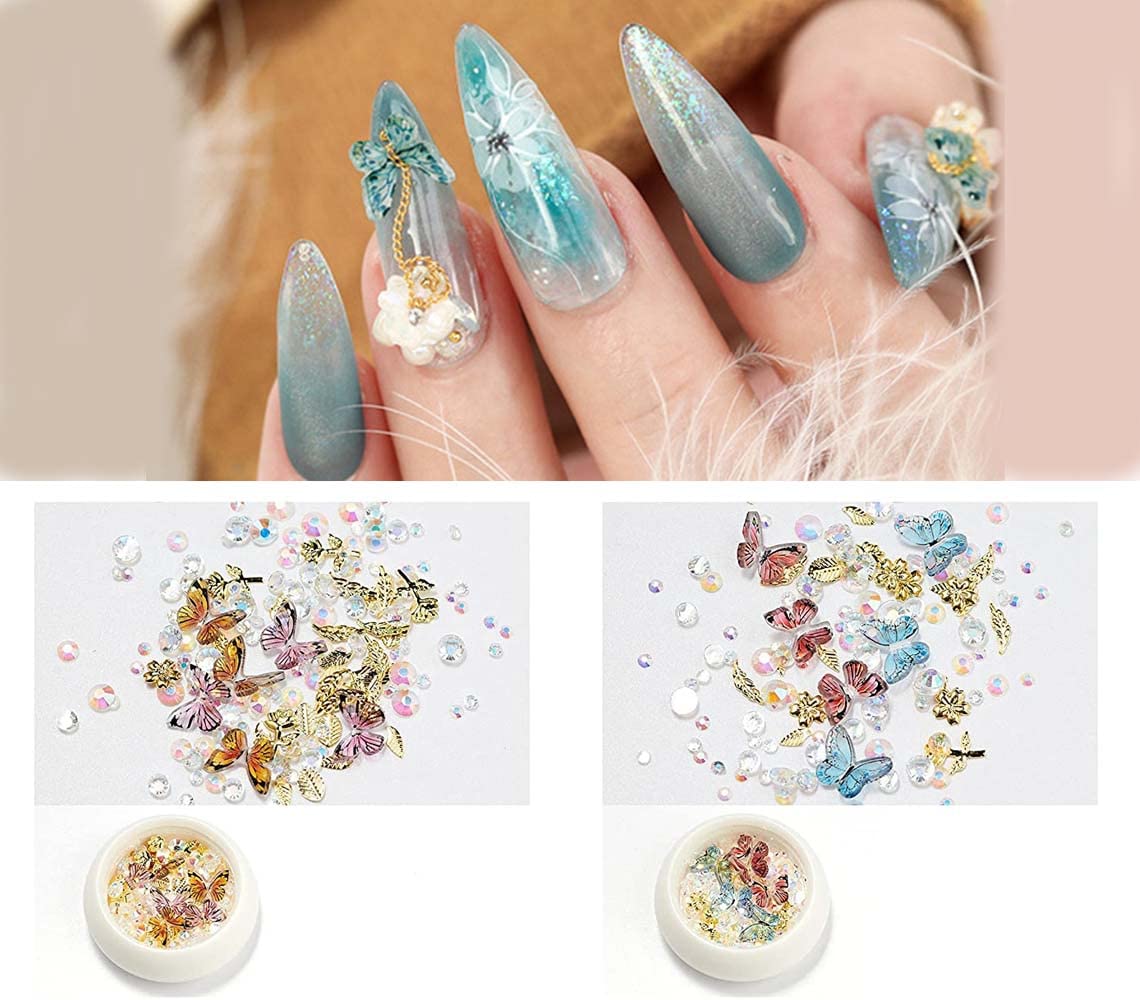 S.A.V.I 2 PCS. Nail Art Butterfly Decorations Jars DIY Nail Art Accessories For Manicure