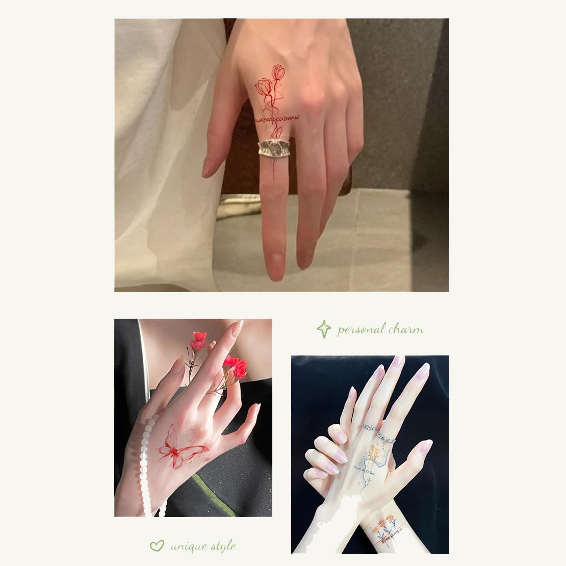 S.A.V.I Waterproof Temporary Tattoo Sticker, Safe Non-Toxic, Multicolour Butterfly & Rose Floral Body-Art Decal, 1 Pc, for Women & Girls, Arm Hand Finger Leg, Festival Cosplay Party Accessory (62)