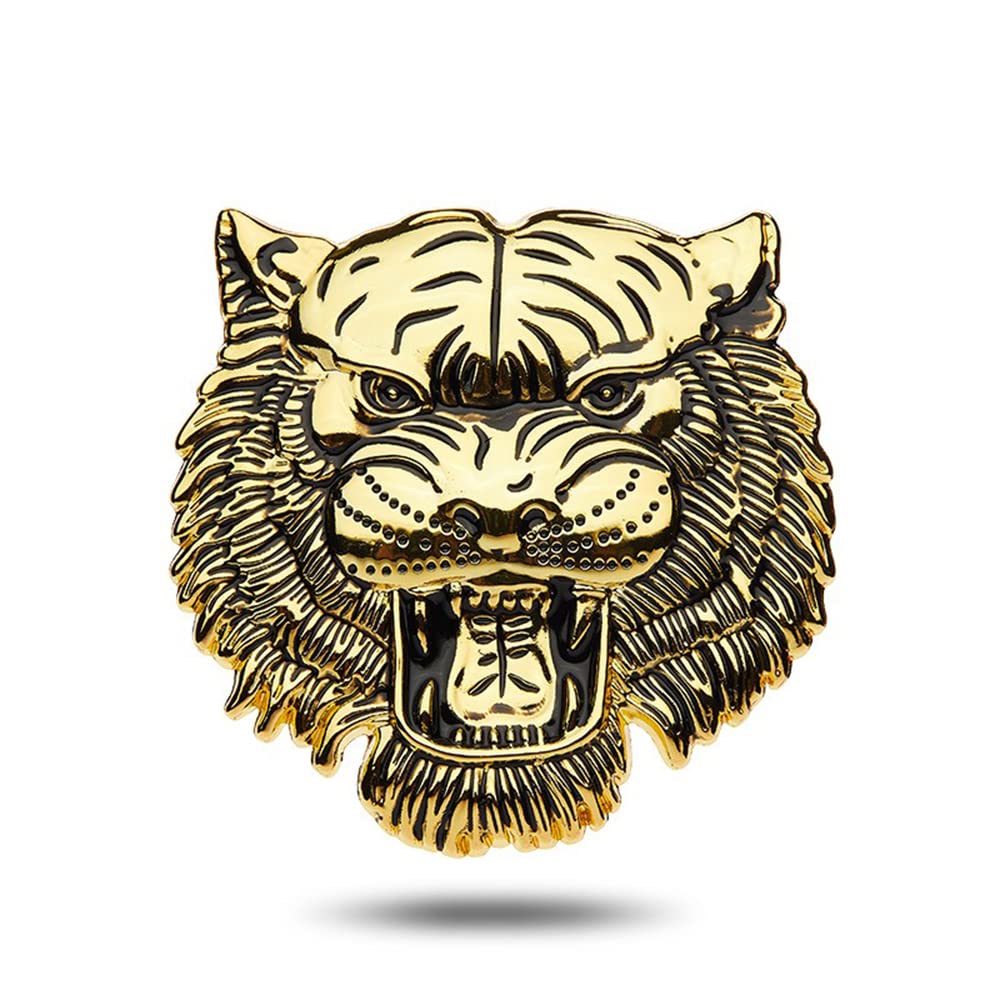 SAVIAURA 3D Tiger Head Car Sticker - Three-Dimensional Metal Body Window Decal for Cars - Bold and Eye-Catching Totem Design (Shinny Gold)