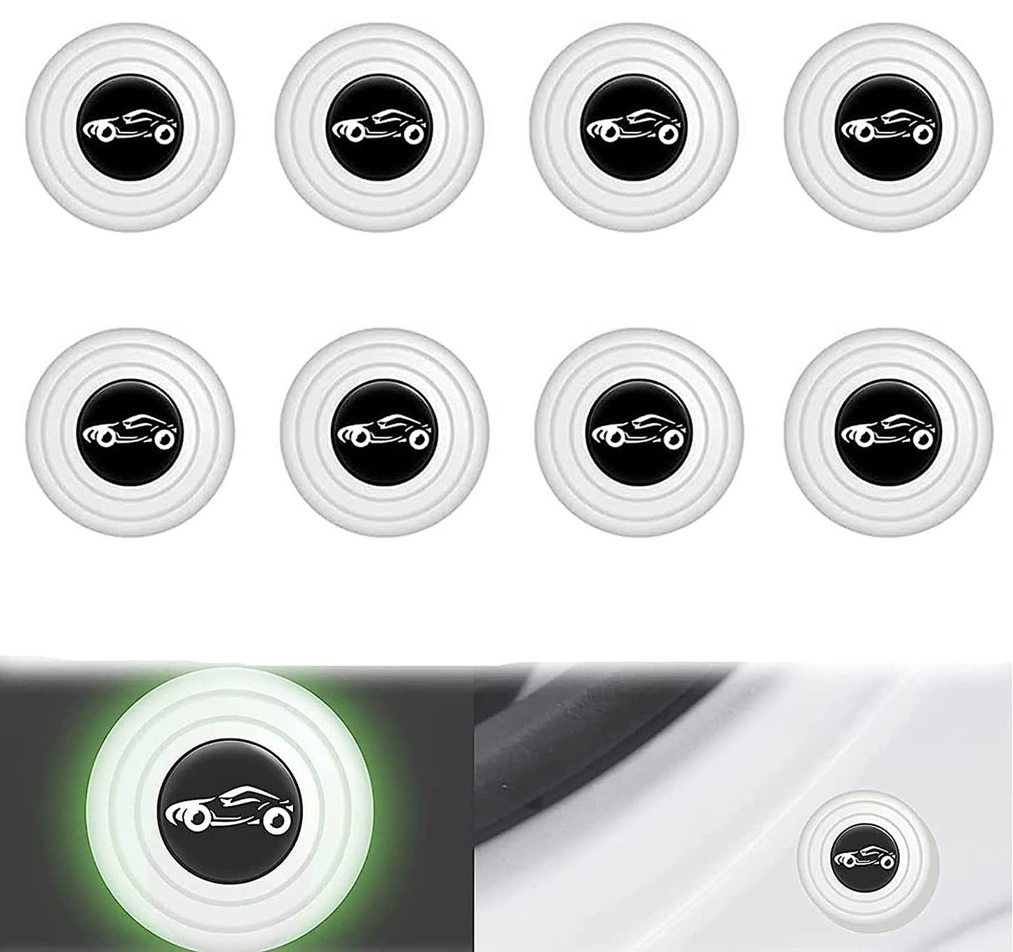 SAVIAURA Car Door Shock Absorber, Luminous Car Door Protector Stickers, Buffer Bumper Cushion Car Door Shock Absorbing PVC Gaskets, Car Accessories, 8 PCS.