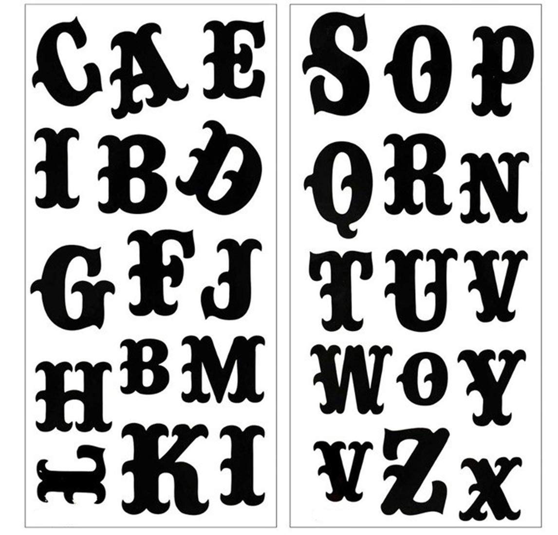 S.A.V.I 3D Temporary Tattoo Sticker Beautiful Black Color Bold English Alphabets Letters Popular Design Size 19x9 CM - 2PCS.