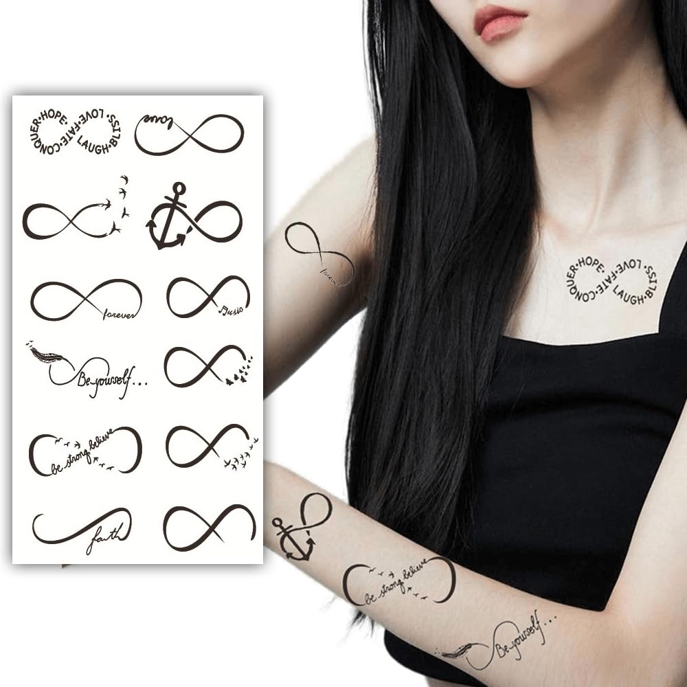 S.A.V.I Infinite Sign 'Be Yourself' Waterproof Temporary Tattoo - 21x10cm for Men Women