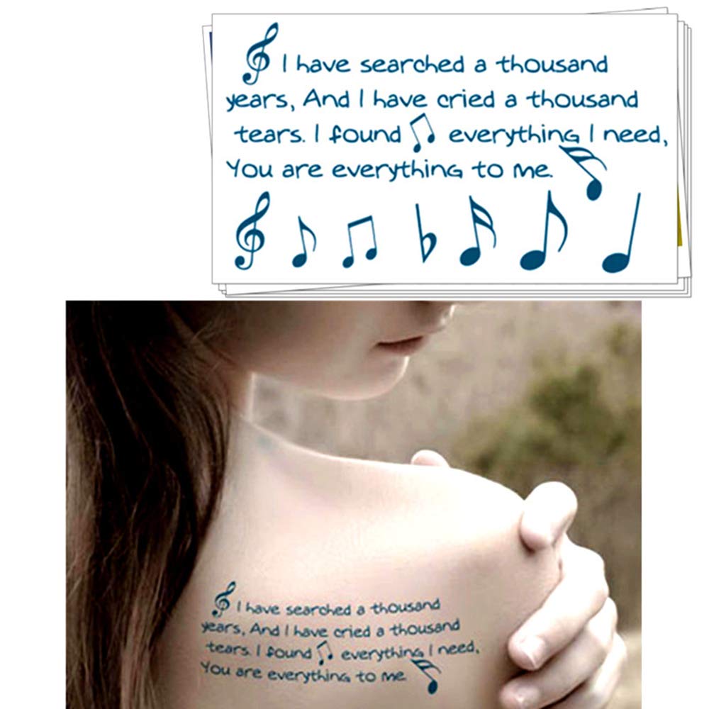 S.A.V.I 3D Temporary Tattoo Musical Nodes Text Design Size 10.5x6cm - 1pc.