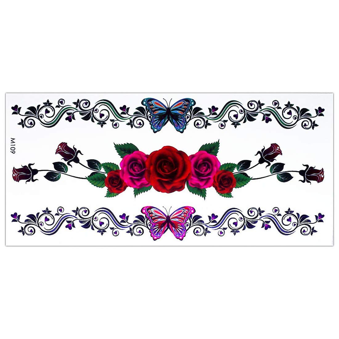 S.A.V.I 3D Temporary Tattoo Sticker Beautiful Colorful Butterflies Totem Arm Hand Popular Design Size 19x9CM - 1PC. (109)