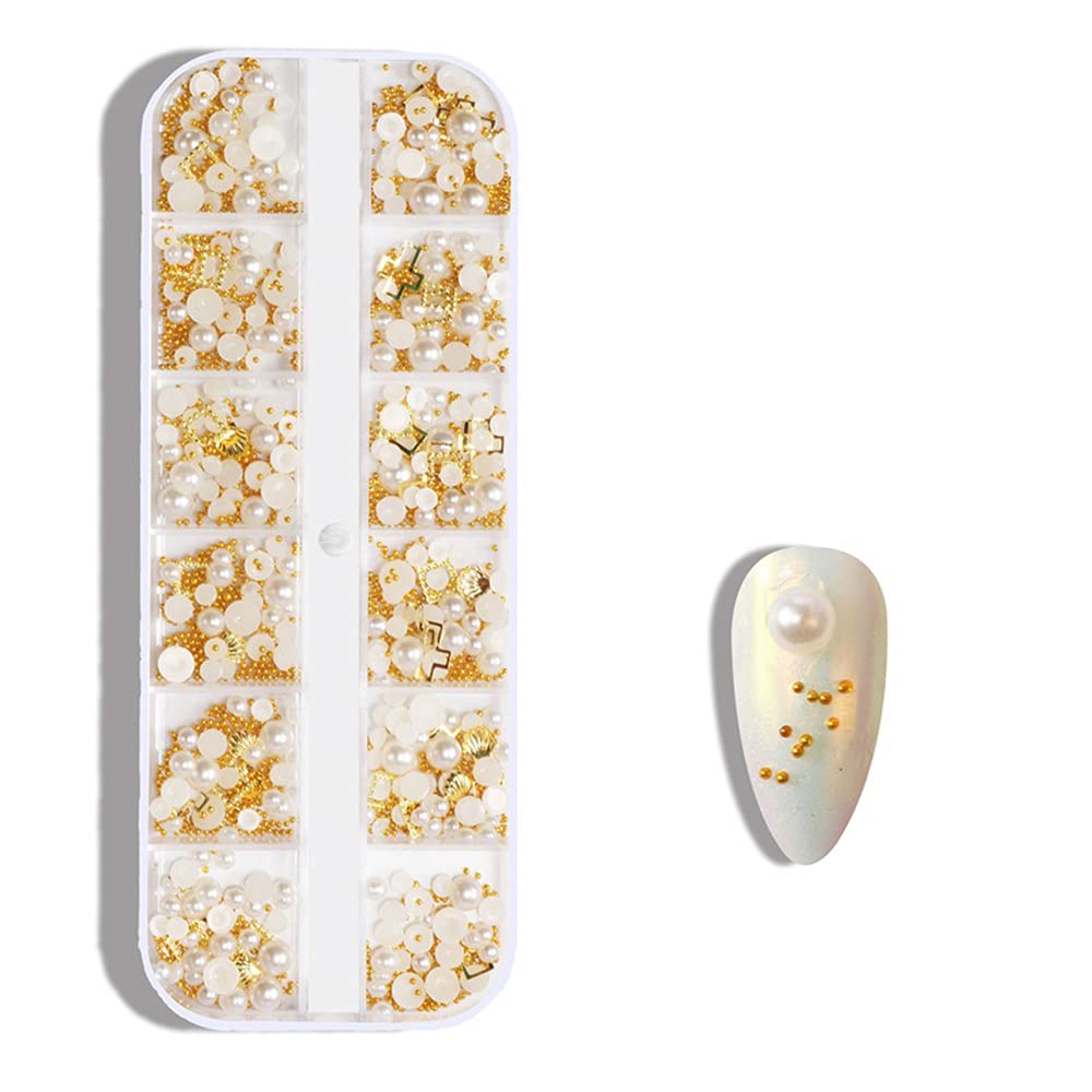 S.A.V.I 1PC. Nail Art Rhinestones Pearl Golden Caviar Beads Decorations Palette