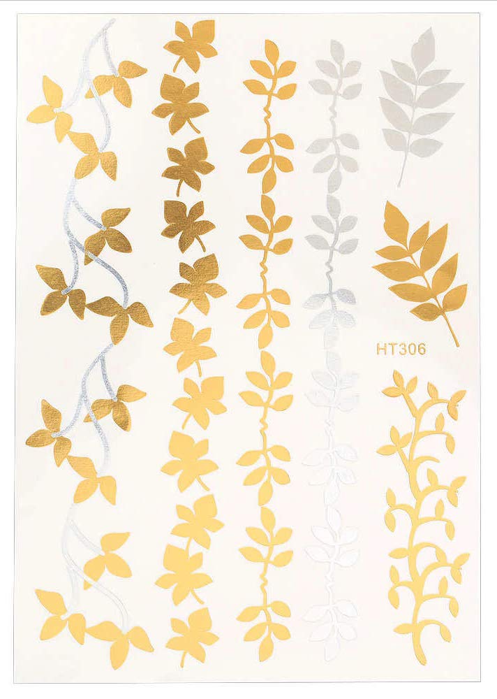 S.A.V.I 3D Temporary Tattoo Metallic Sticker, 21X15Cm, Gold, 2 G