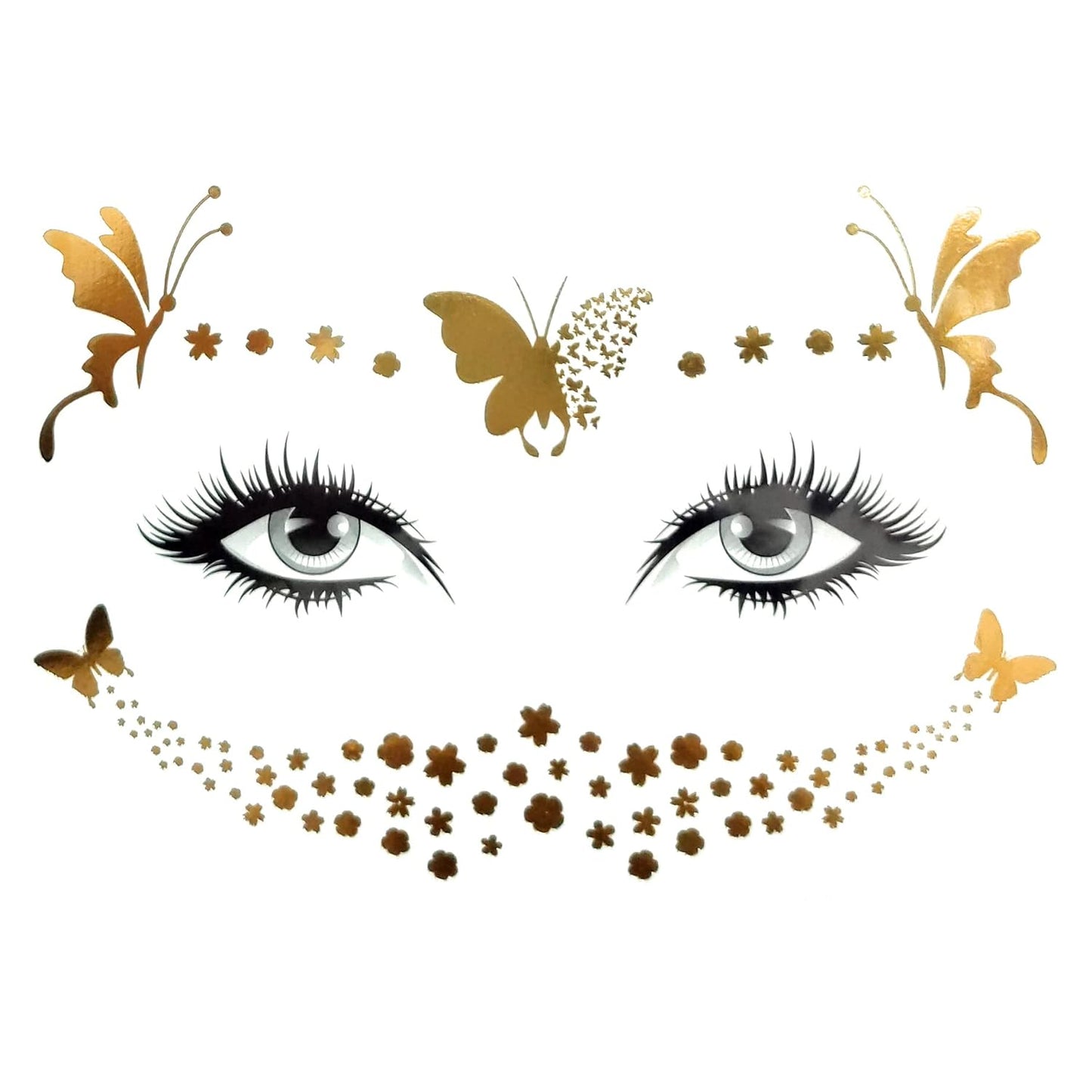S.A.V.I Golden Face Temporary Tattoos - Get the Perfect Freckled Look with Butterflies and Flowers with Easy Application, Natural Appearance, Long-lasting, Simple Removal