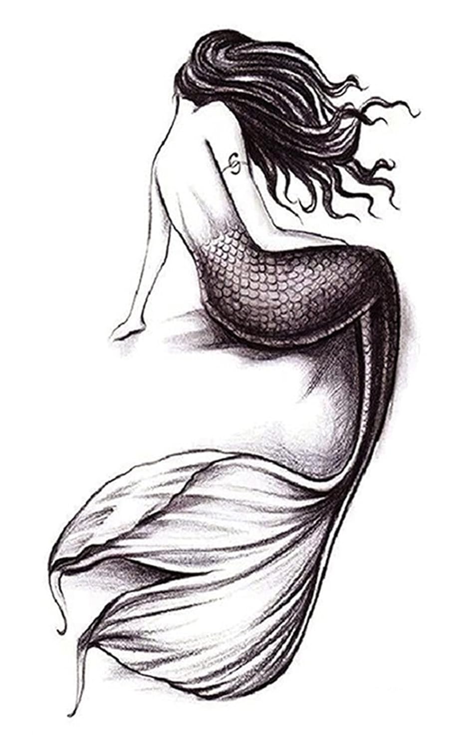 S.A.V.I Temporary Tattoo Stickers, Mermaid Sea Design For Men, Women Size 21x11cm - 1Pc.
