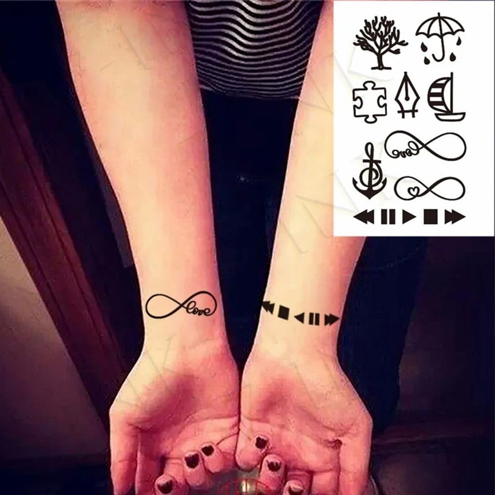 S.A.V.I 5 Sheets Black Temporary Tattoos for Women & Girls – Safe Non-Toxic Waterproof Body Art Stickers – Small Minimalist Design, 10.5x6cm – Easy to Apply & Remove, Stylish Fashion Accessory (61)