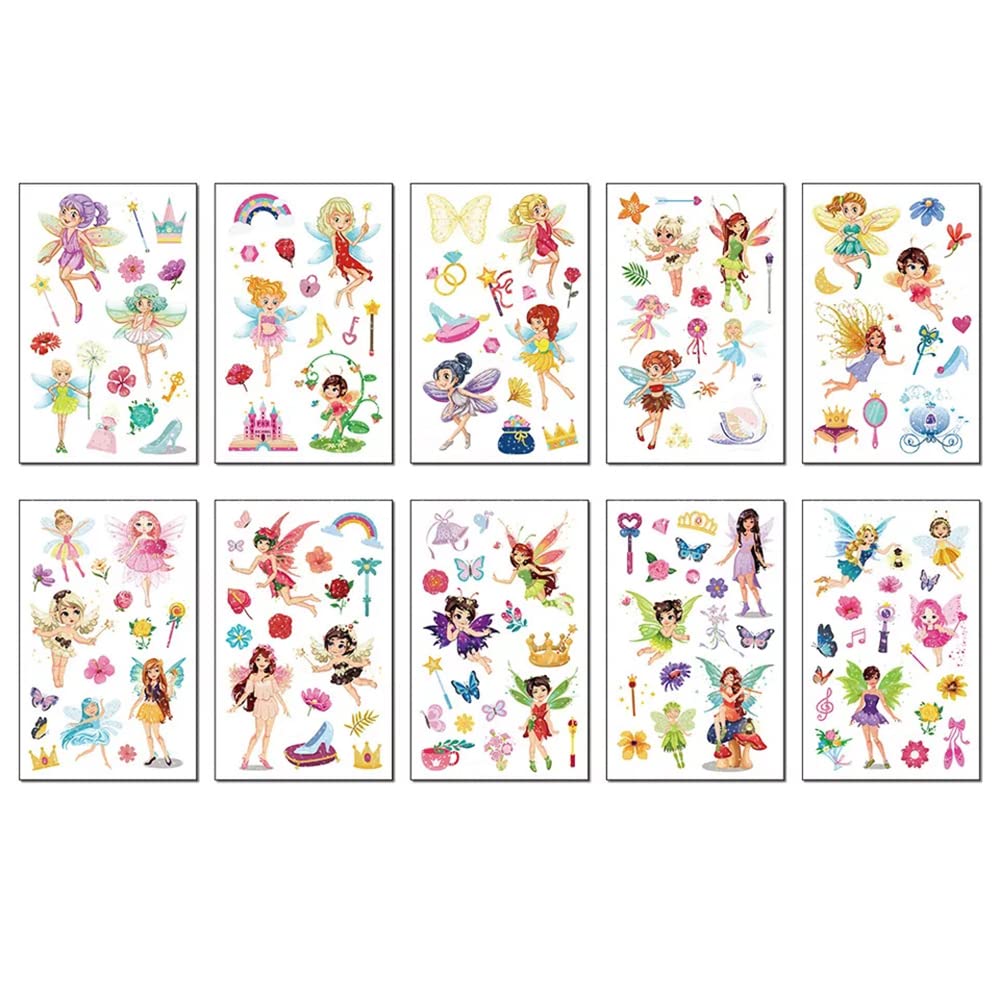 S.A.V.I 10PCS. Glitter Fairies Temporary Tattoo Stickers For Kids