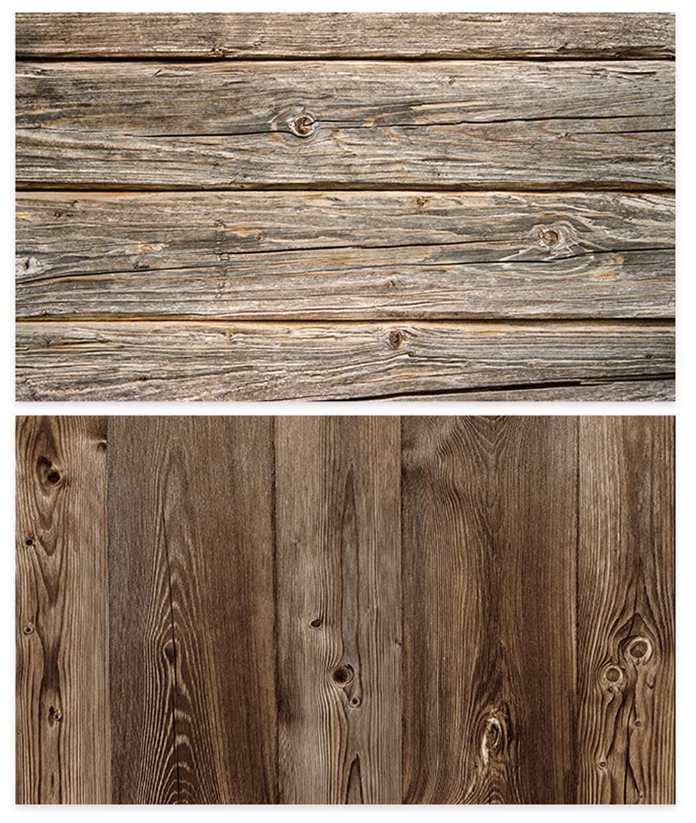 SAVIAURA 1 Sheet 2 in 1 3D Flat Lay Tabletop Double-Sided Photography Backdrop Photo Studio Flatlay Background PVC Wrinkle-Free for Small Product Shoot (Brown Wooden Plank Pattern)