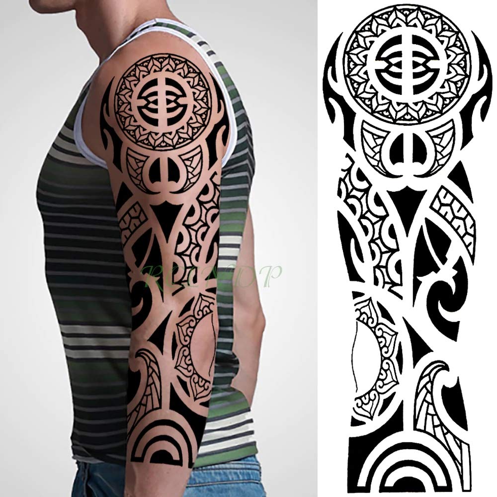 S.A.V.I Full Arm Hand Temporary Tattoo For Men Girls Women Sticker Size 48x17CM