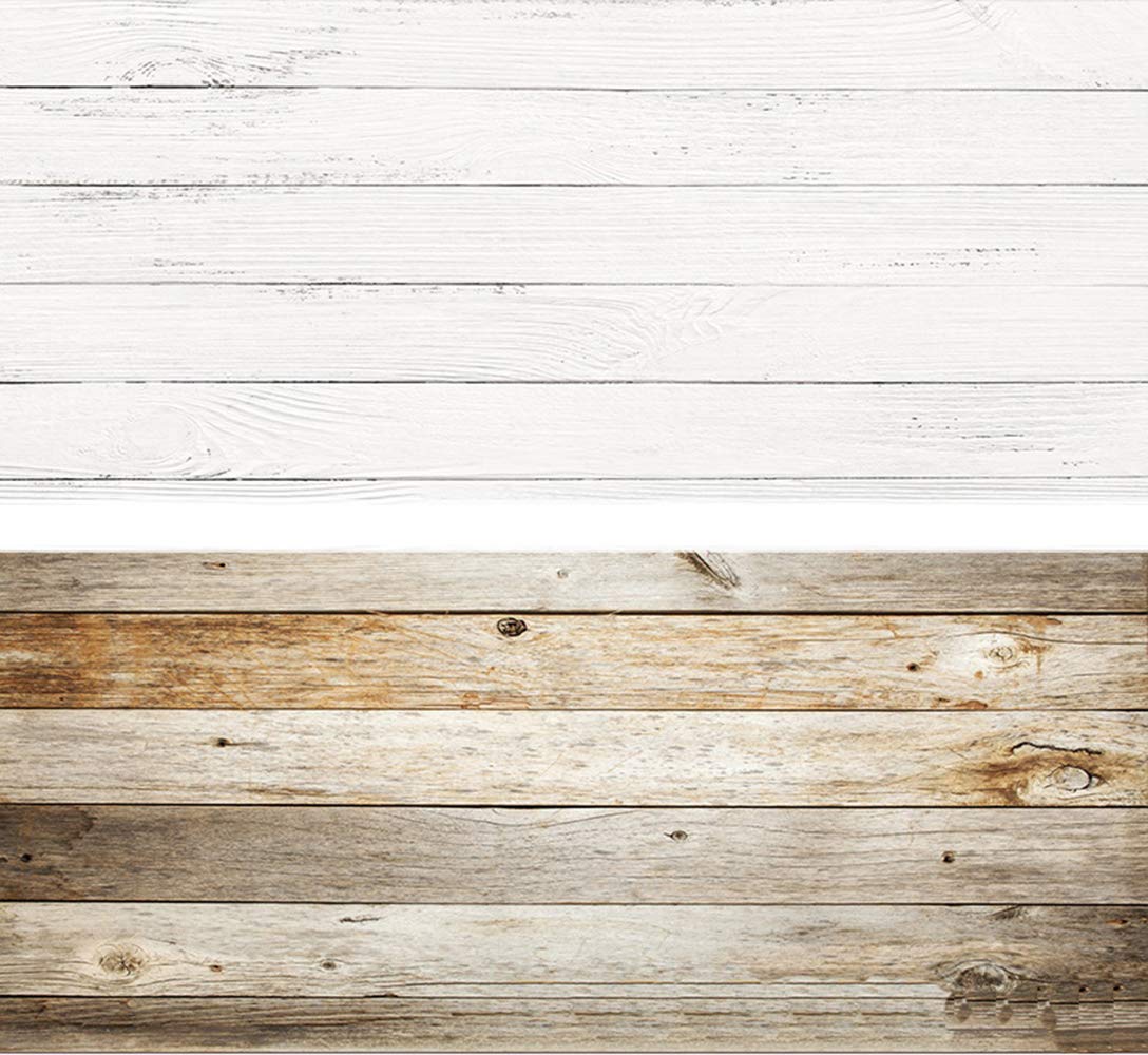 SAVIAURA 1 Sheet 2 in 1 Photography Backdrop 3D Flat Lay Tabletop Double-Sided 34x21 Photo Background PVC Wrinkle-Free for Small Products Food, Cosmetics Shoot (#6- White & Brown Wood Pattern)