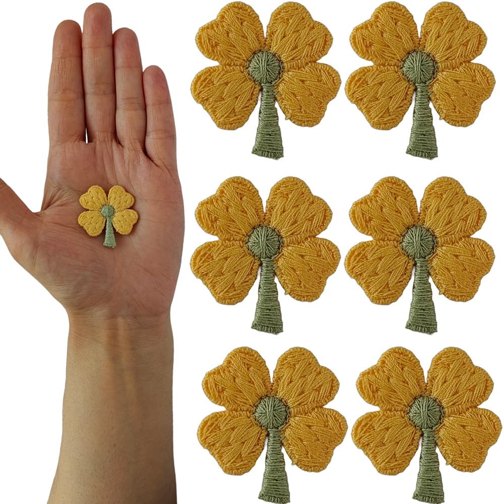 S.A.V.I Floral Embroidered Appliqué Patches, Sew-On, Non-Adhesive, Pack of 6, DIY for Clothes, Dresses, Blouses, Scarves, Hats, Bags, Jackets, Skirts, T-Shirts, Sweaters, Tank Tops (Yellow)