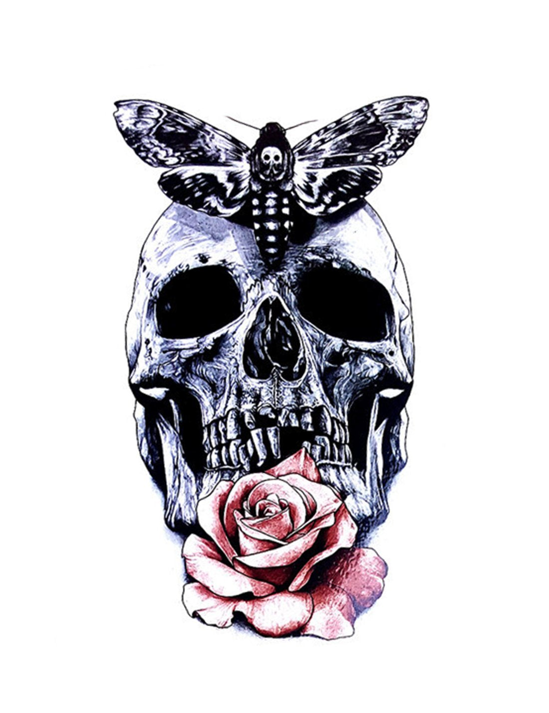 S.A.V.I Temporary Tattoo For Girls Men Women 3D Skulls Roses Sticker Size 21x15CM - 1PC.