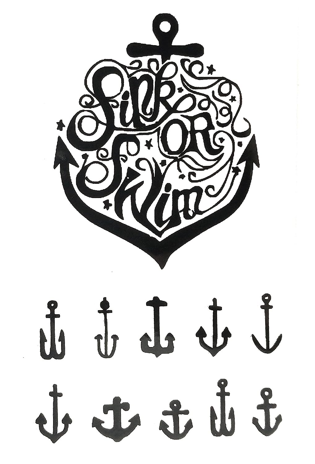 S.A.V.I 3D Temporary Tattoo Mix Anchor Designs Size 10.5x6cm - 1pc.
