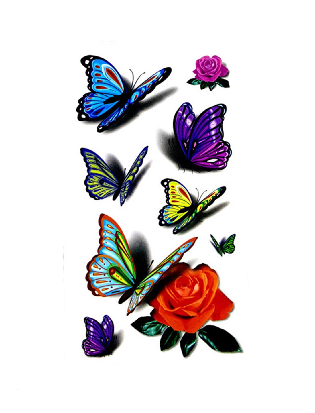 S.A.V.I 3D Temporary Tattoo Colored Butterflies Design Size 10.5x6CM - 1PC.