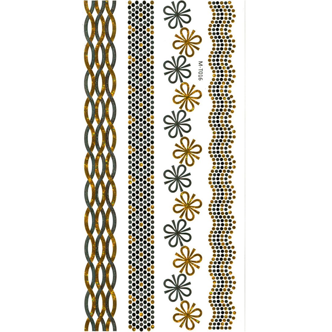 S.A.V.I 3D Temporary Tattoo Golden And Silver Metallic Sticker Arm Wrist Design Size 21x10CM - 1PC.