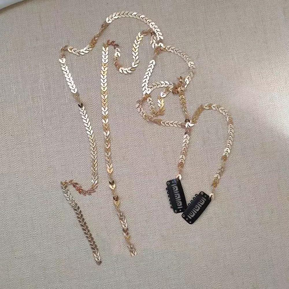 S.A.V.I 2 Pcs Gold Hair Chain for Women & Girls | 52cm Flexible Leaf Design Hair Jewellery with Clips | Stylish Hair Accessory for Braids, Buns & Updos | Party & Ethnic