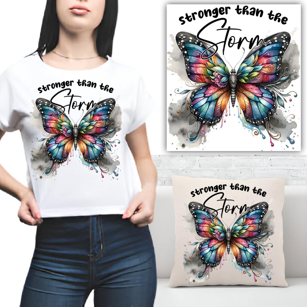 S.A.V.I 1PC Butterfly Iron-On Applique Patch | Heat Transfer Sticker for DIY T-Shirts, Hoodies, Jeans, Bags Pillow Covers | Vibrant Multi-Color Design | 8.5x7 Inch | Washable Fabric Decal for Clothing