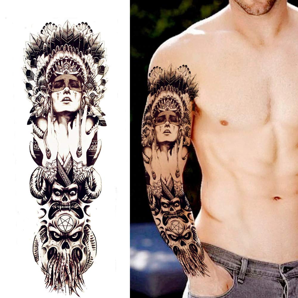 S.A.V.I Full Arm Hand Temporary Tattoo For Men Girls Women Holy Jesus Sticker Size 48x17CM