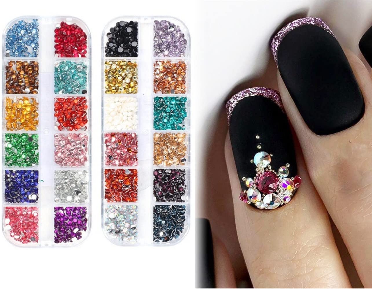 S.A.V.I 2 Box Set Multicolor Nail Flat Back Crystal Rhinestone Stone Nail Art