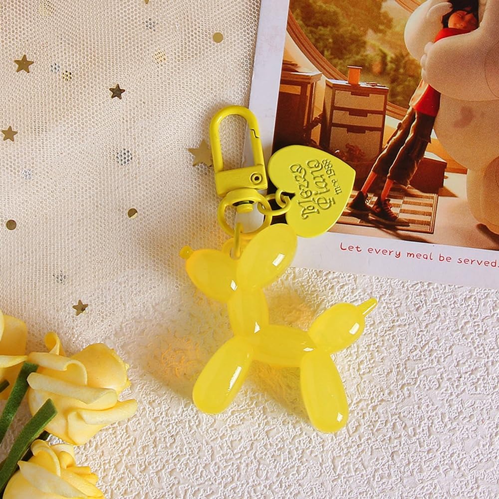S.A.V.I Resin Yellow Balloon Dog Keychain | Cute 3D Animal Charm for Bags & Keys | Durable 49mm Mini Gift Accessory | Stylish Lightweight Key Ring for Men, Women & Kids (Yellow)