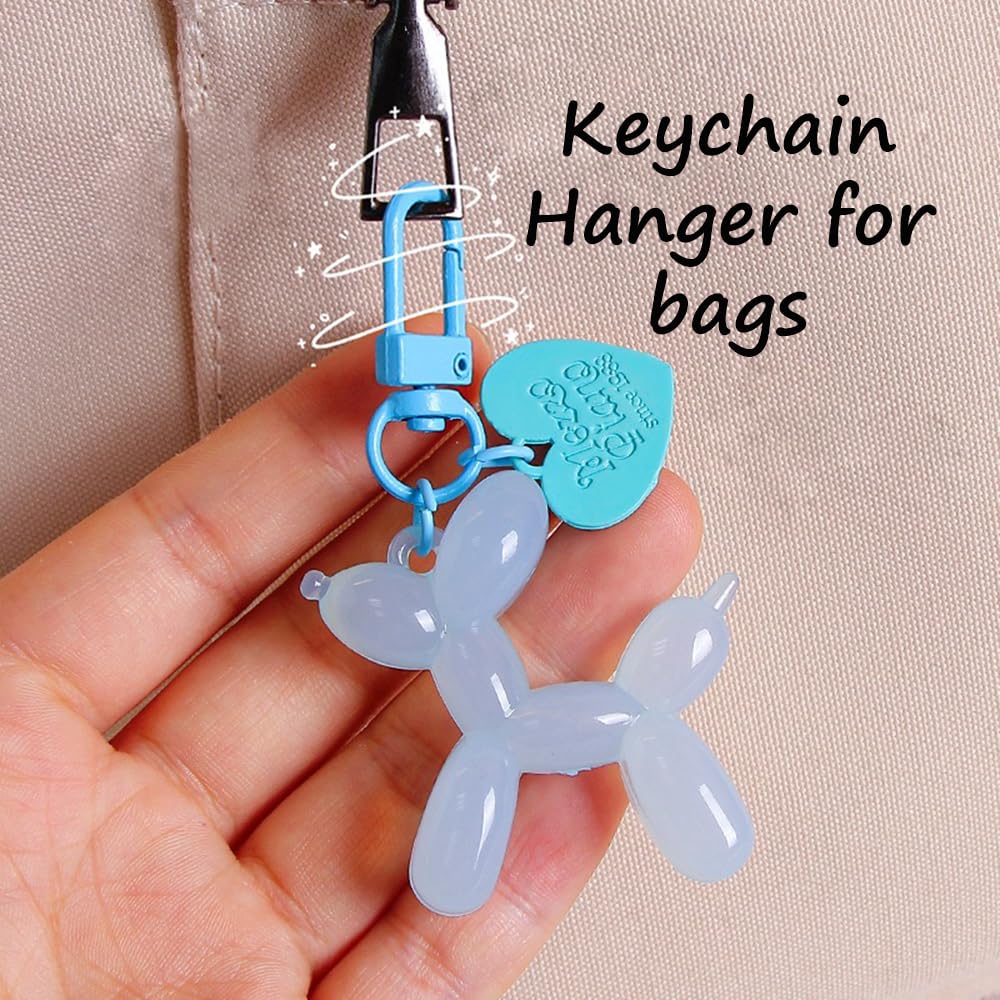 S.A.V.I Resin Blue Balloon Dog Keychain | Cute 3D Animal Charm for Bags & Keys | Durable 49mm Mini Accessory | Stylish Lightweight Key Ring for Men, Women & Kids (Blue)