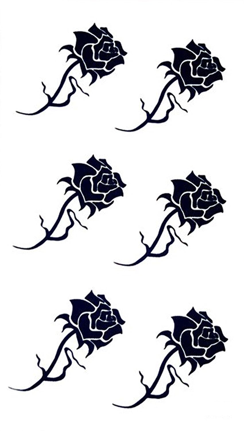 S.A.V.I 3D Temporary Tattoo Small Black Roses Size 10.5x6CM - 1PC.