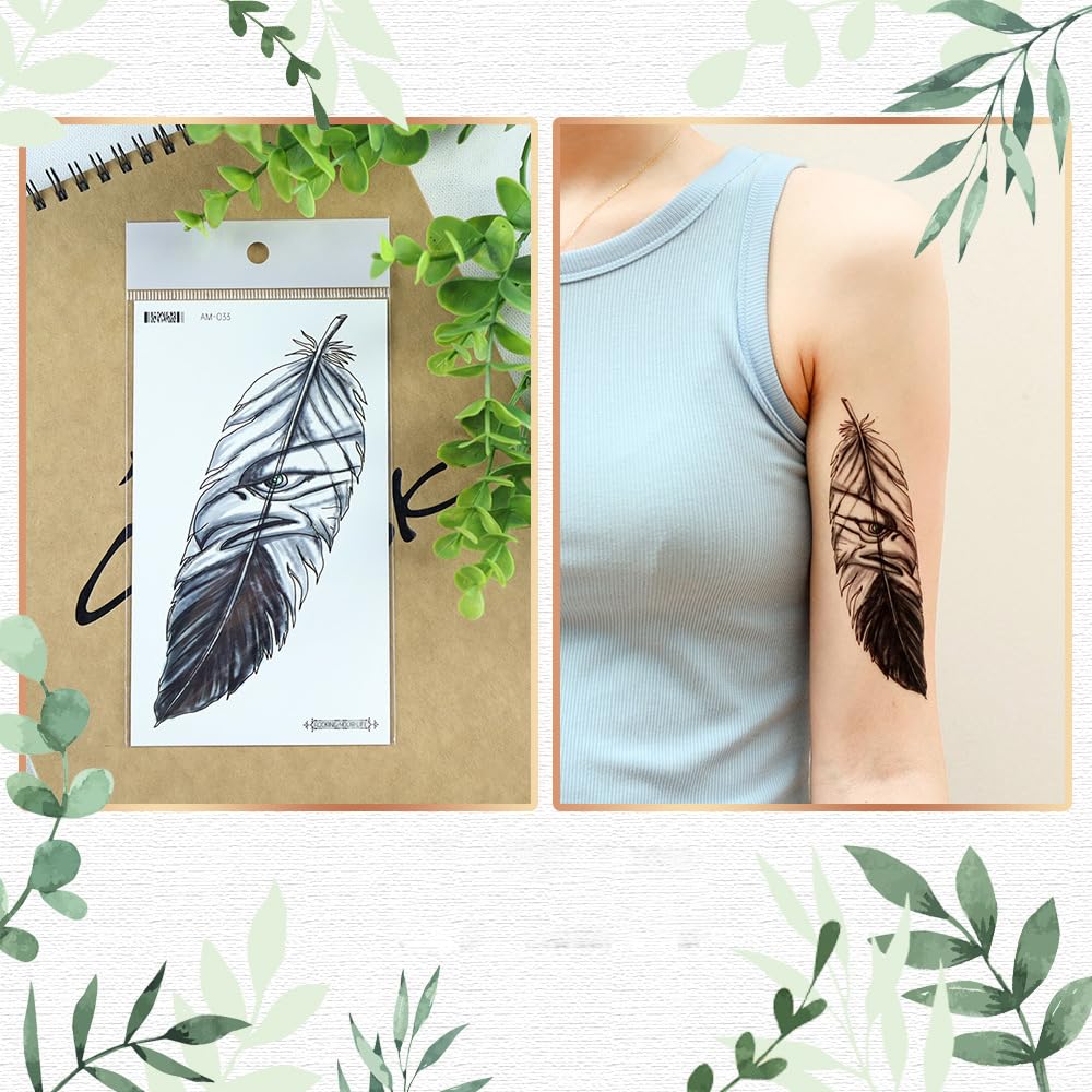 S.A.V.I 3 Pcs Temporary Tattoo Set for Women & Girls – Waterproof & Long Lasting – Safe Non-Toxic Body Art – Floral, Feather, Dreamcatcher, Snake, Butterfly Designs – 16x9cm Half Arm Size (09)