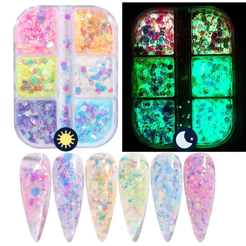 S.A.V.I UV Color Changing Glitter - Sun-Activated Glow Nail Sequins for DIY Nail Art for Women Girls