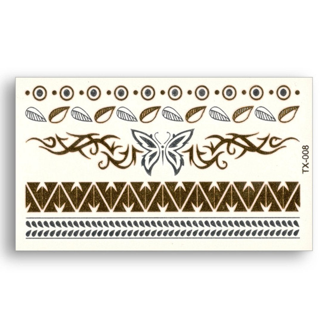 S.A.V.I 3D Temporary Tattoo Golden And Silver Metallic Sticker Butterfly Design Size 10.5x6CM - 1PC.