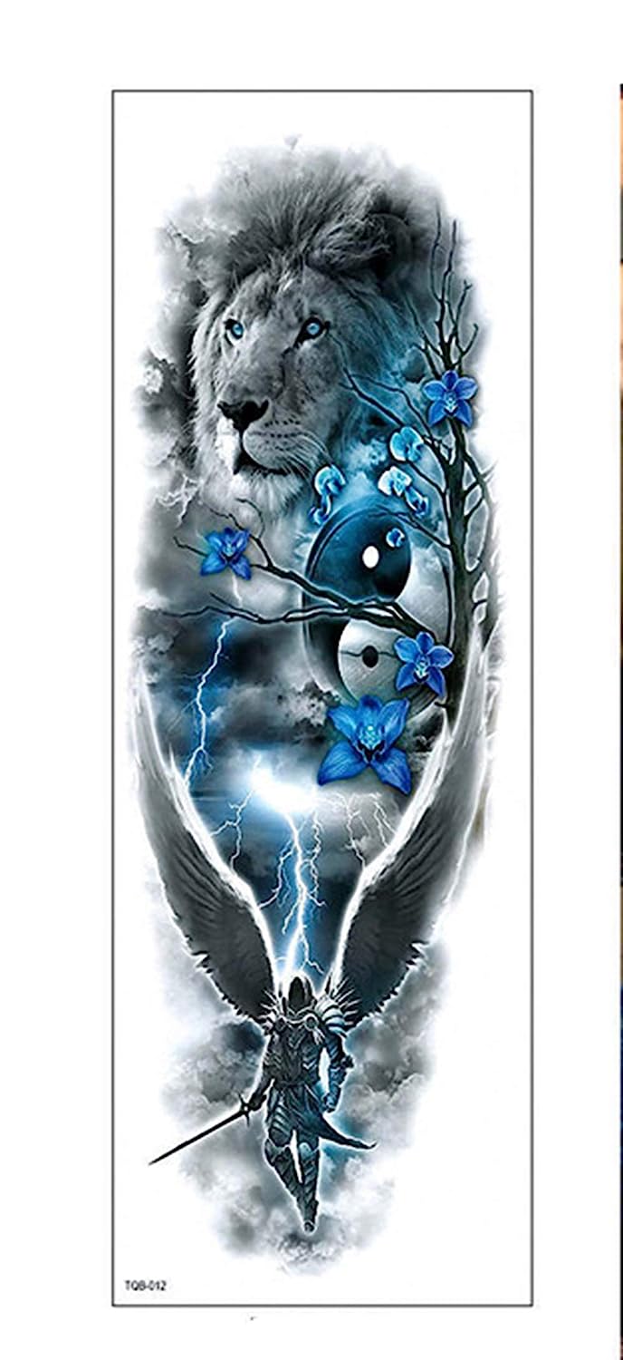 S.A.V.I Full Arm Hand Temporary Tattoo Lion For Men Girls Women Sticker Size 48x17CM