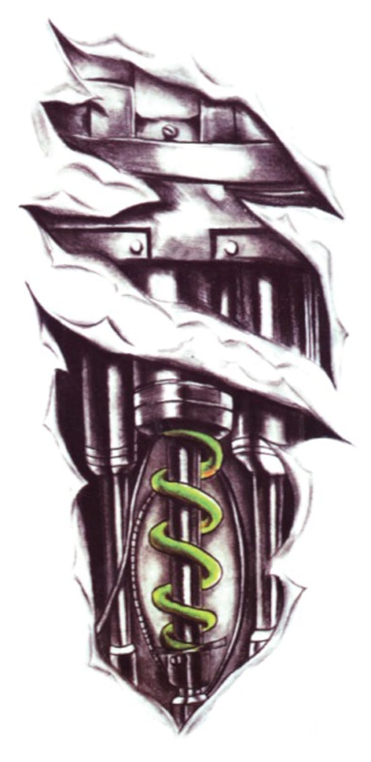 S.A.V.I Temporary Tattoo For Girls Men Women 3D Robot Arm Sticker Size 19x12cm - 1pc. (602), Black, 4 g