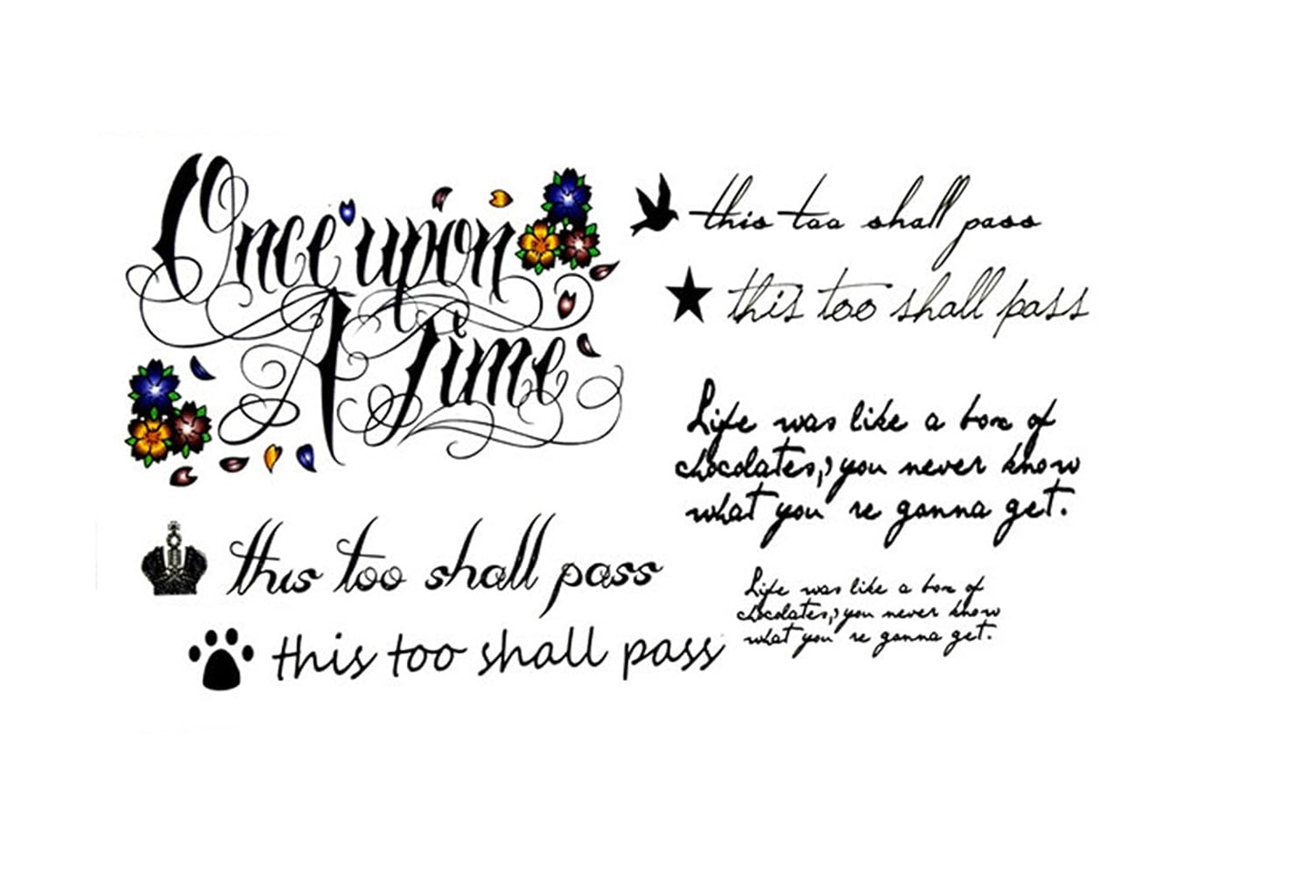 S.A.V.I 3D Temporary Tattoo Text Mix Designs Size 10.5x6cm - 1pc.