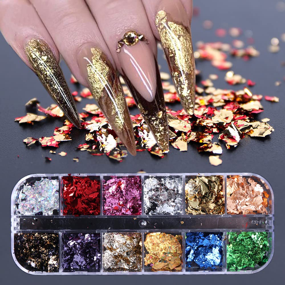 S.A.V.I Nail Art Palette Foil Flakes, Shredded Paper Foil, Irregular Foil for Holographic DIY