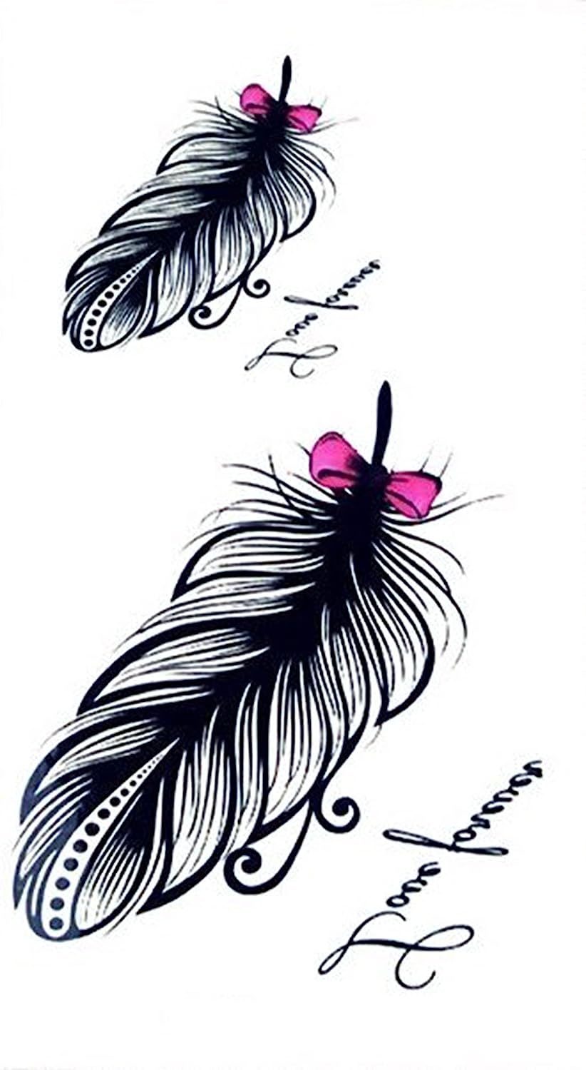 S.A.V.I 3D Temporary Tattoo Feathers Design Size 10.5x6CM - 1PC.