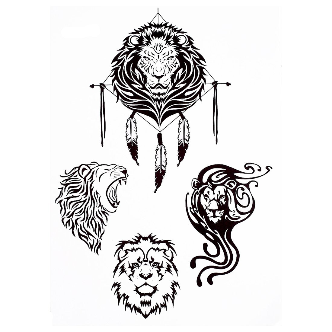 S.A.V.I 3D Temporary Tattoo Waterproof Sticker Beautiful Black Big Horse Man Face Bow Arrow Popular New Designs Size - 21x15cm (504), Multicolor, 4 g