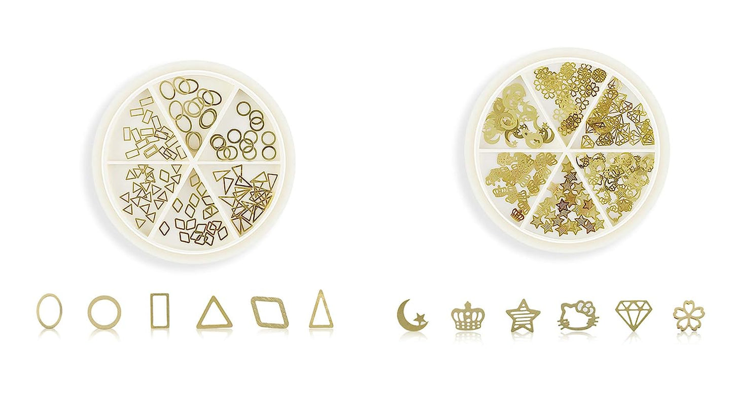 S.A.V.I (Pack of 2) DIY 3D Nail Art Manicure Metal Geometric Shapes Crown Crescent Crown Start Kitty Diamond Flowers Decoration