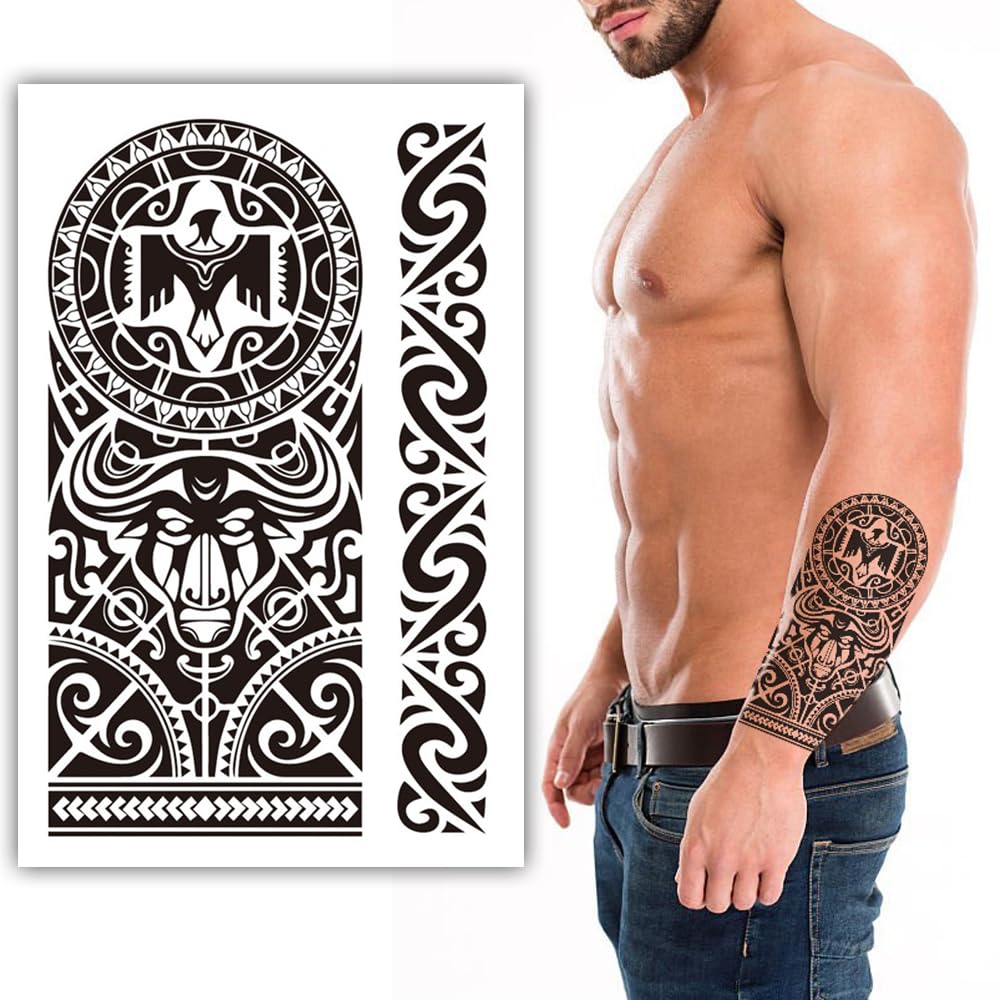 S.A.V.I Temporary Tattoo Stickers - Polynesian Tribal, Waterproof, Long-Lasting, Skin-Safe