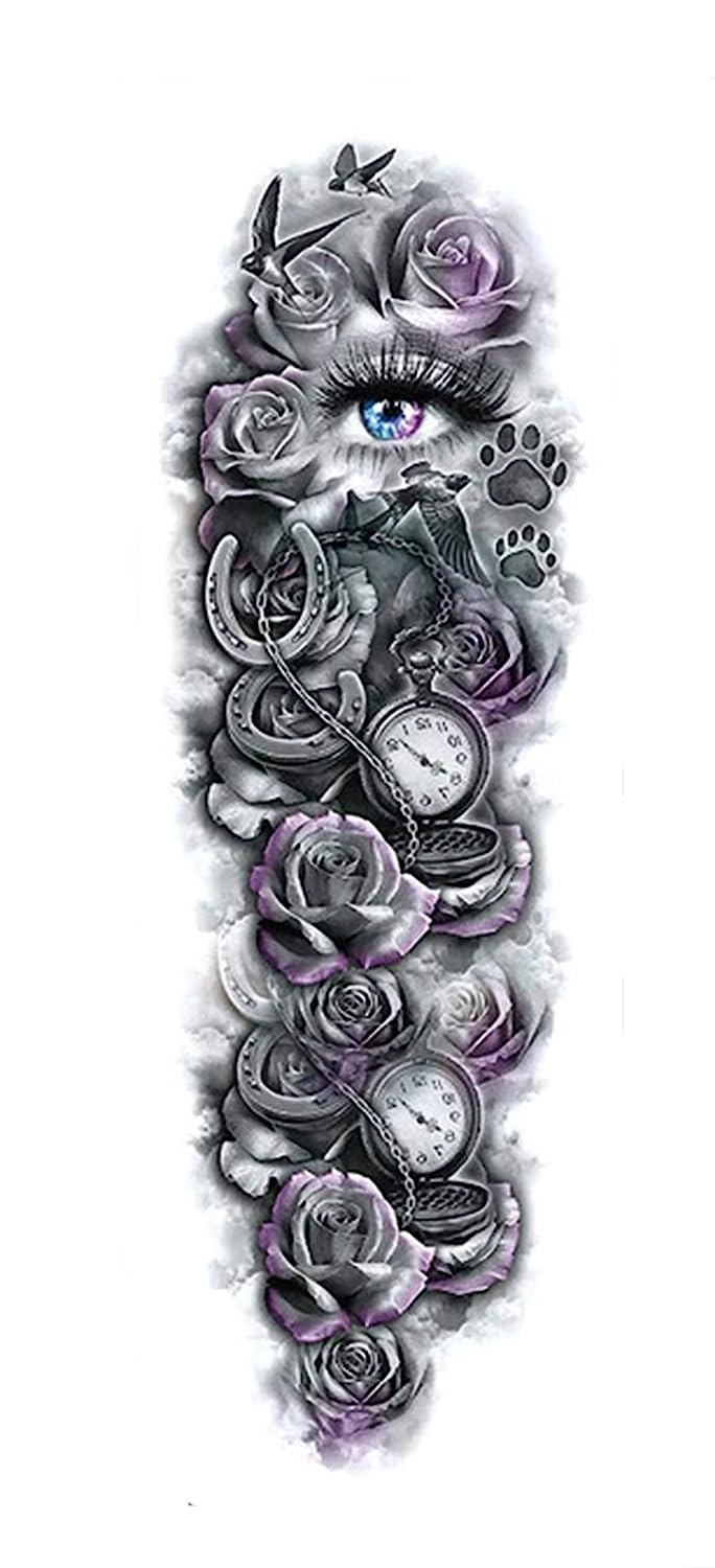 S.A.V.I 3D Temporary Tattoo Sticker For Full Arm Tribal Totem Fire Popular Sexy Designs Size - 48x17cm