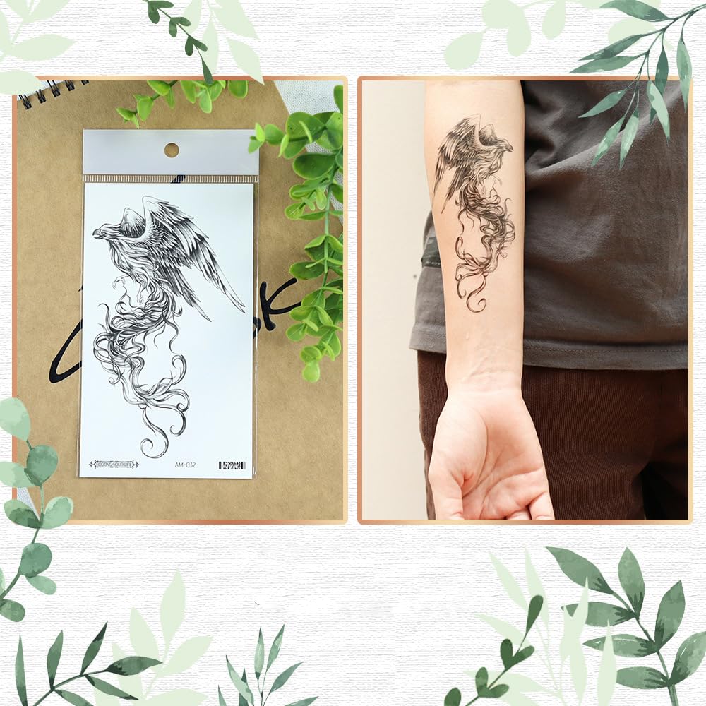 S.A.V.I 3 Pcs Temporary Tattoo Set for Women & Girls – Waterproof & Long Lasting – Safe Non-Toxic Body Art – Floral, Feather, Dreamcatcher, Snake, Butterfly Designs – 16x9cm Half Arm Size (09)