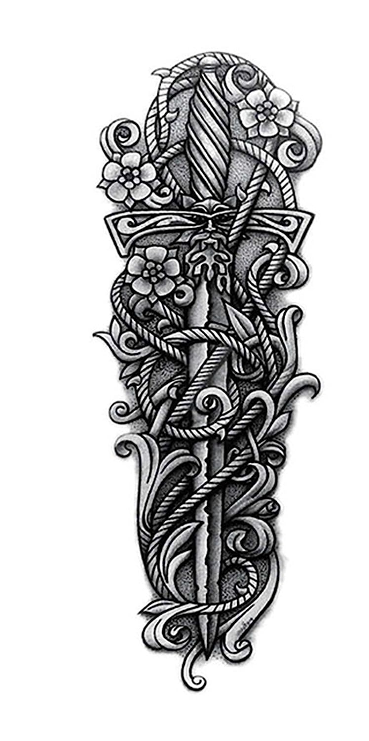 S.A.V.I Full Arm Hand Temporary Tattoo For Men Girls Women Sticker Size 48x17CM